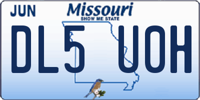 MO license plate DL5U0H