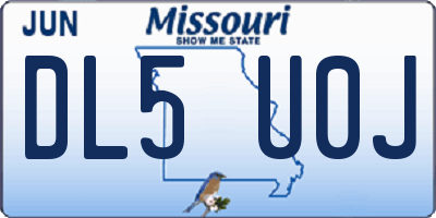 MO license plate DL5U0J