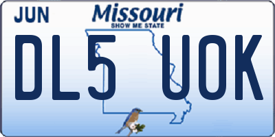 MO license plate DL5U0K
