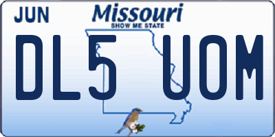 MO license plate DL5U0M