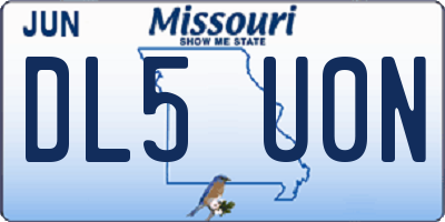 MO license plate DL5U0N