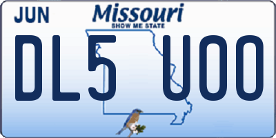 MO license plate DL5U0O