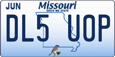 MO license plate DL5U0P