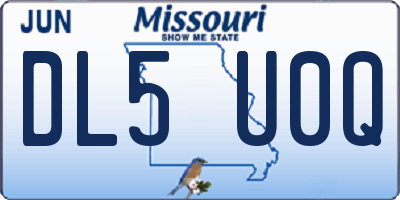 MO license plate DL5U0Q