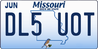 MO license plate DL5U0T