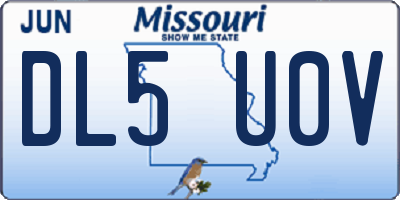 MO license plate DL5U0V