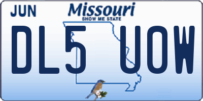 MO license plate DL5U0W