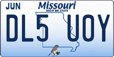 MO license plate DL5U0Y