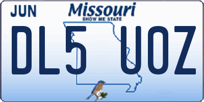 MO license plate DL5U0Z
