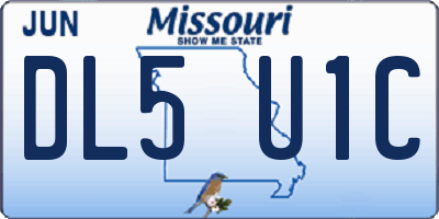 MO license plate DL5U1C