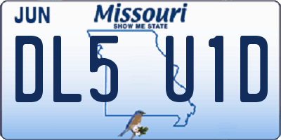 MO license plate DL5U1D