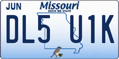 MO license plate DL5U1K