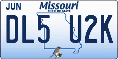 MO license plate DL5U2K