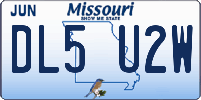 MO license plate DL5U2W