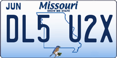 MO license plate DL5U2X