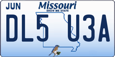 MO license plate DL5U3A