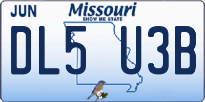 MO license plate DL5U3B