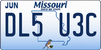 MO license plate DL5U3C