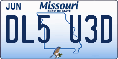 MO license plate DL5U3D
