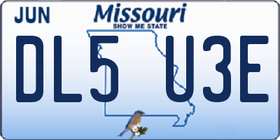 MO license plate DL5U3E
