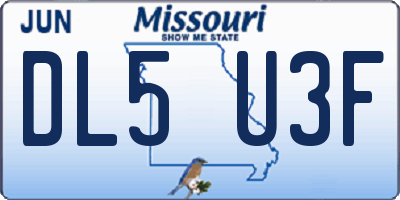 MO license plate DL5U3F