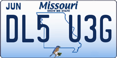MO license plate DL5U3G