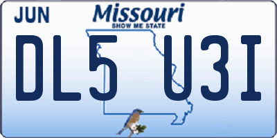 MO license plate DL5U3I