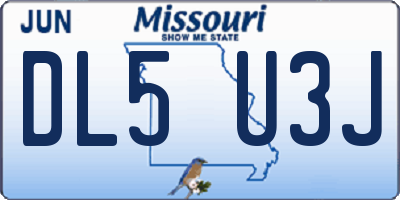 MO license plate DL5U3J