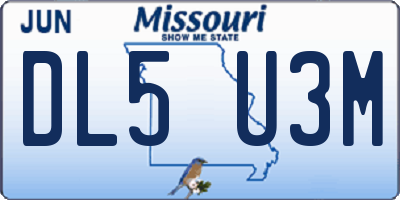 MO license plate DL5U3M