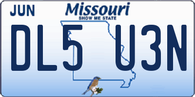 MO license plate DL5U3N