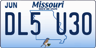 MO license plate DL5U3O