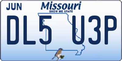 MO license plate DL5U3P