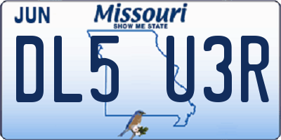 MO license plate DL5U3R