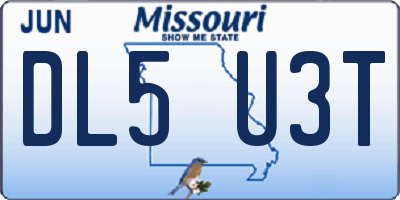 MO license plate DL5U3T