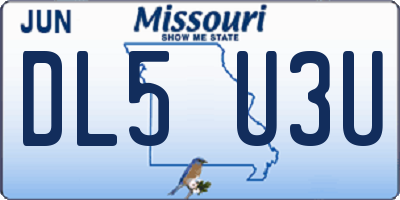 MO license plate DL5U3U