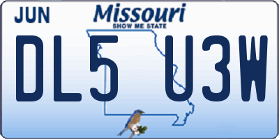 MO license plate DL5U3W