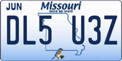 MO license plate DL5U3Z