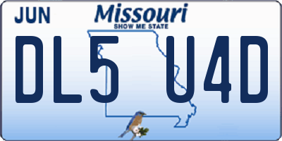 MO license plate DL5U4D