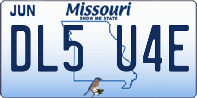 MO license plate DL5U4E