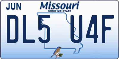 MO license plate DL5U4F