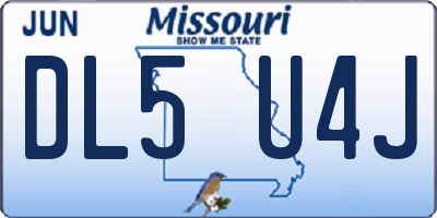 MO license plate DL5U4J