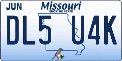 MO license plate DL5U4K