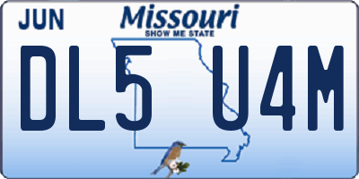 MO license plate DL5U4M
