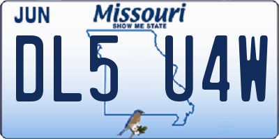 MO license plate DL5U4W