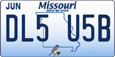 MO license plate DL5U5B