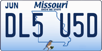 MO license plate DL5U5D