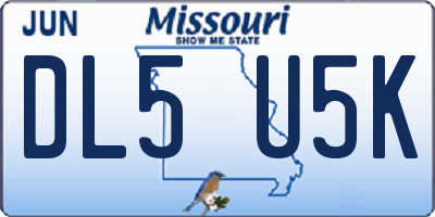 MO license plate DL5U5K