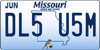 MO license plate DL5U5M