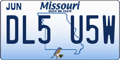 MO license plate DL5U5W