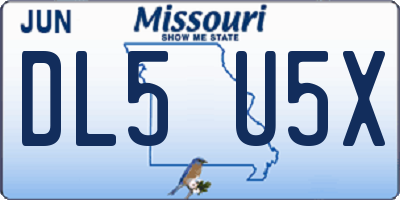 MO license plate DL5U5X